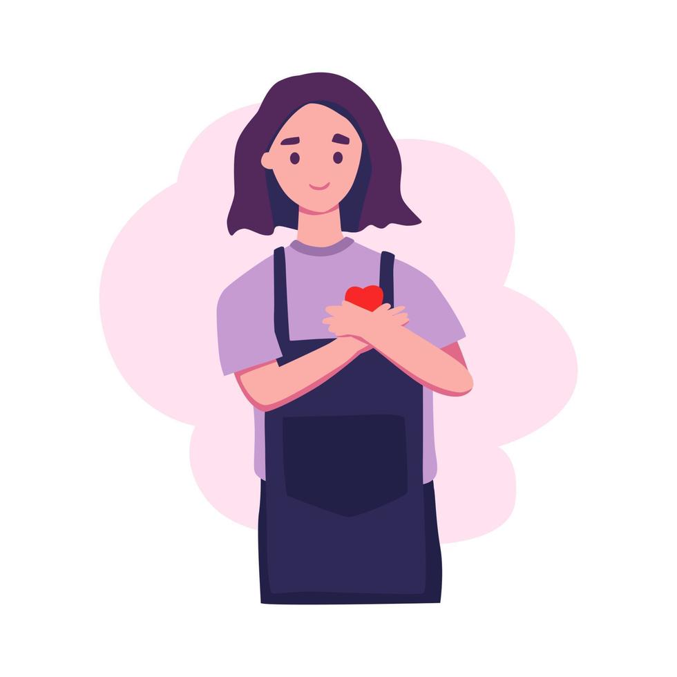 Happy woman with love flat style illustration vector