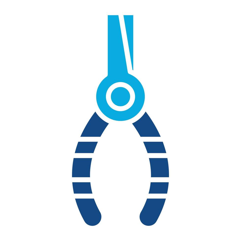 Needle Nose Pliers Glyph Two Color Icon vector