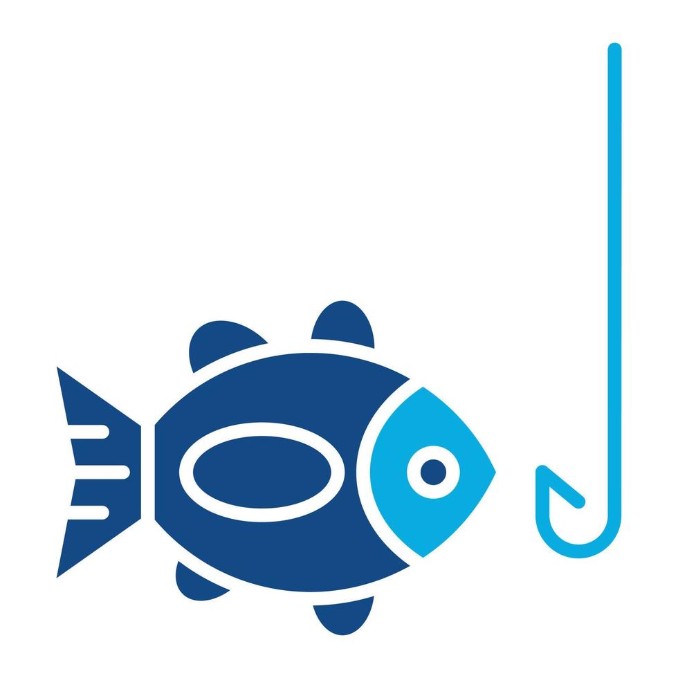 Hooked Fish Glyph Two Color Icon vector