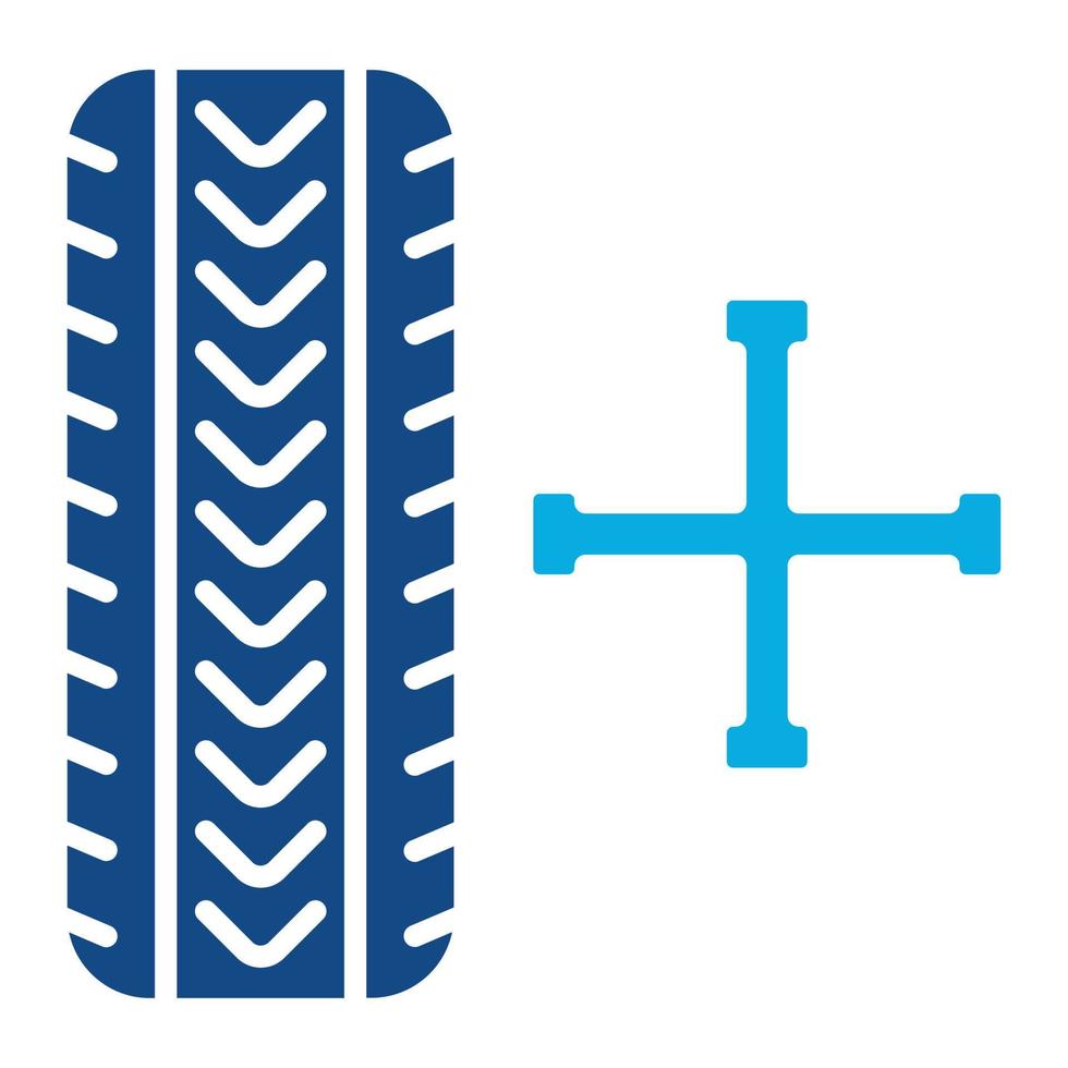 icono de dos colores de glifo de mantenimiento de neumáticos vector