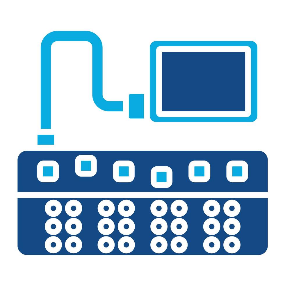 teclado braille glifo icono de dos colores vector