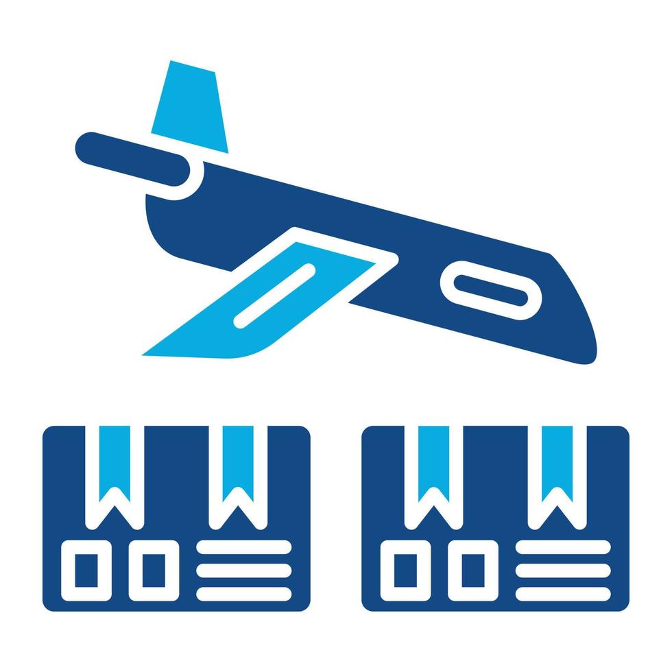 icono de dos colores de glifo de entrega de avión vector