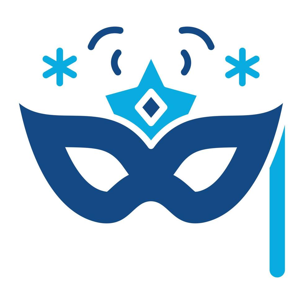 New Year Mask Glyph Two Color Icon vector