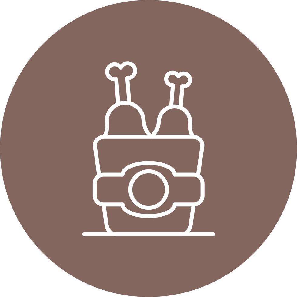 Fried Chicken Line Circle Background Icon vector