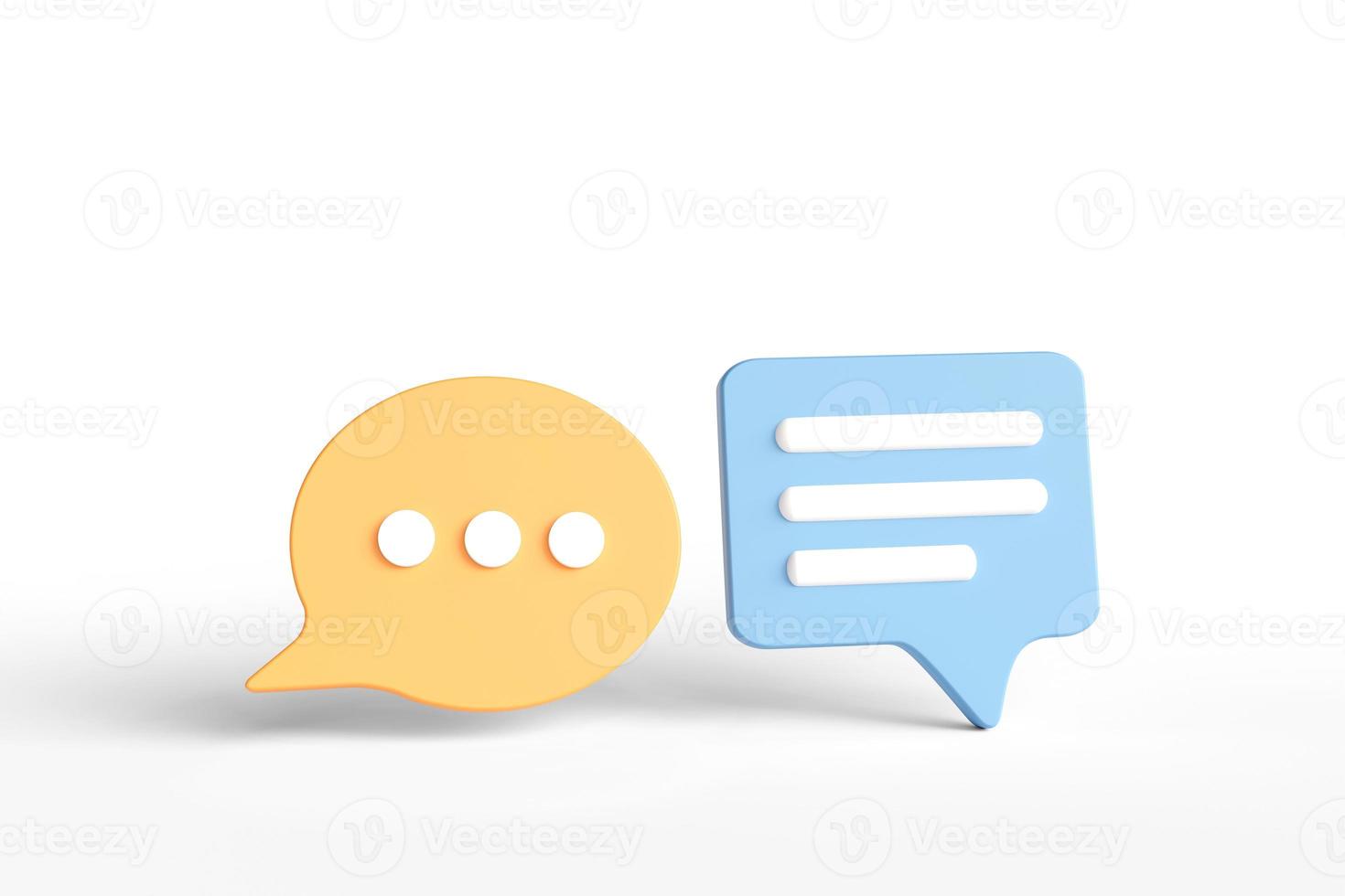 speech bubbles of different shapes on white background. Blank 3D text bubbles for business design. 3D render illustration photo