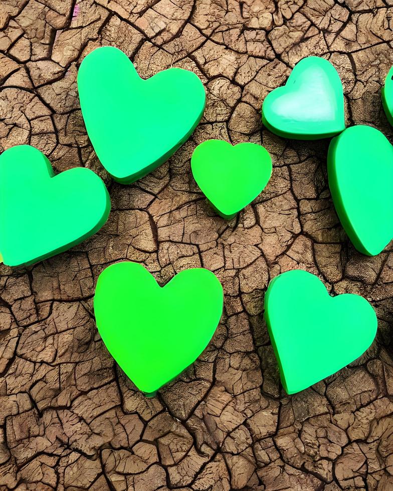 Green Color Love Heart Shape photo