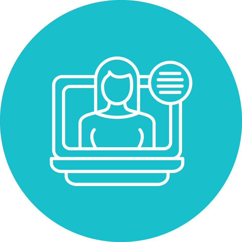 Female Blogger Line Circle Background Icon vector
