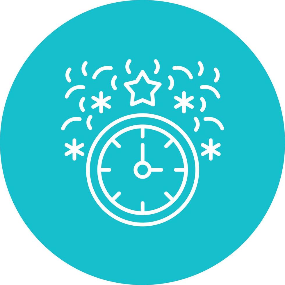 New Year Clock Line Circle Background Icon vector