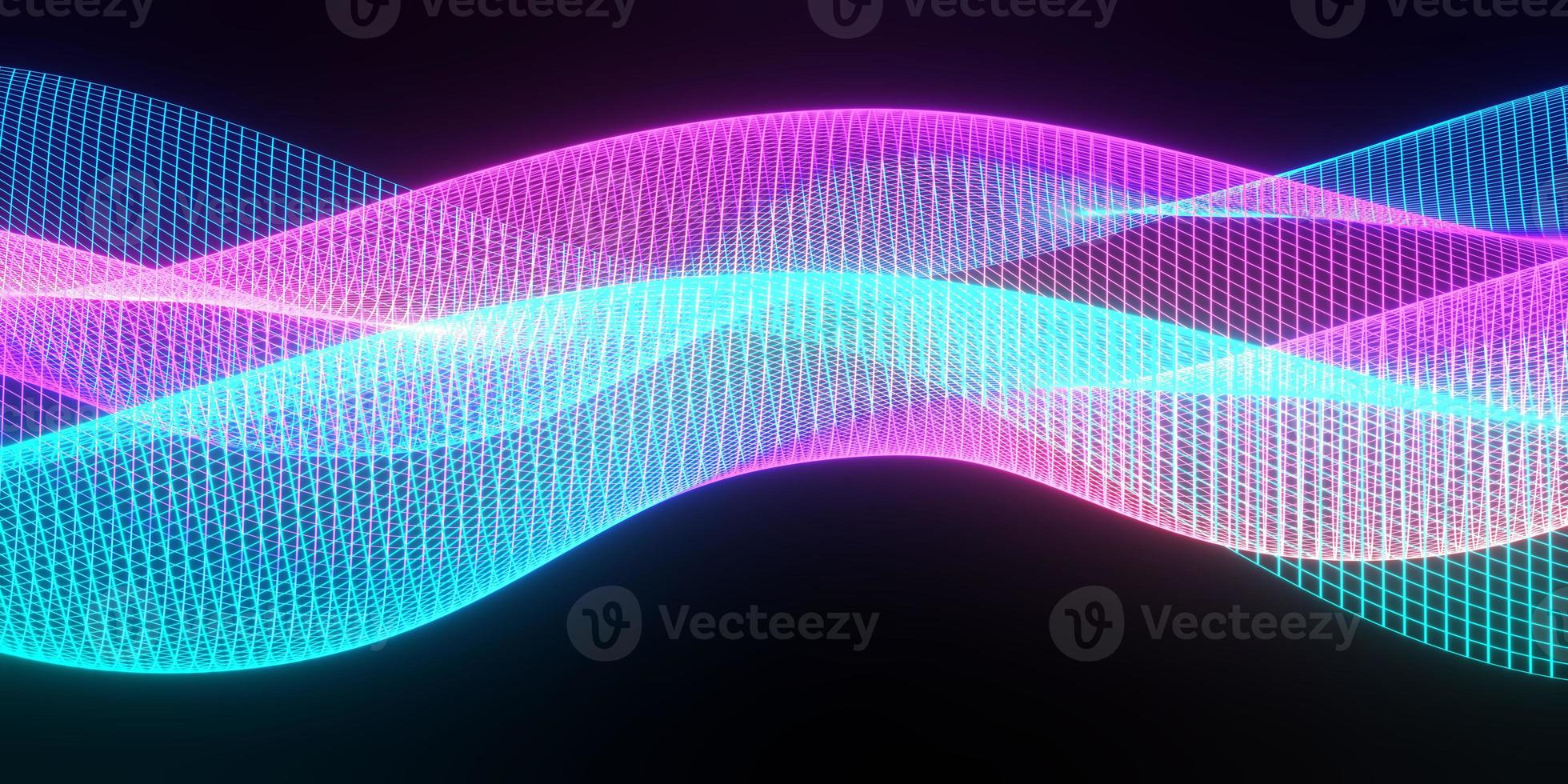 3d abstract background of flying neon particles in motion, wavy lines flow big data technology and science theme, 3D dots array flowing in motion, nanotechnology. photo