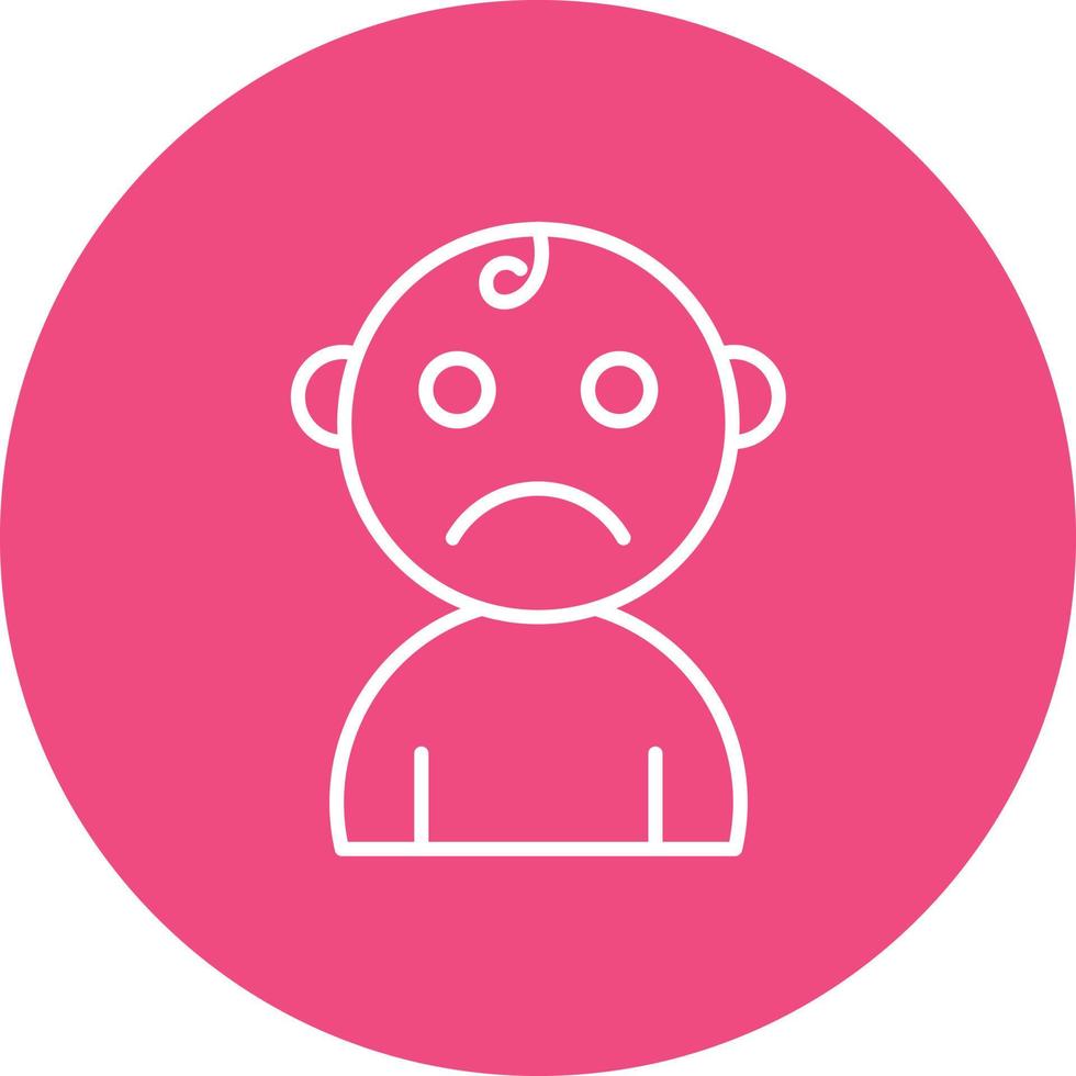 Sad Baby Line Circle Background Icon vector