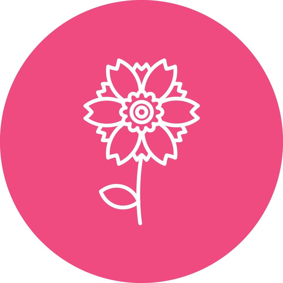 Peony Line Circle Background Icon vector