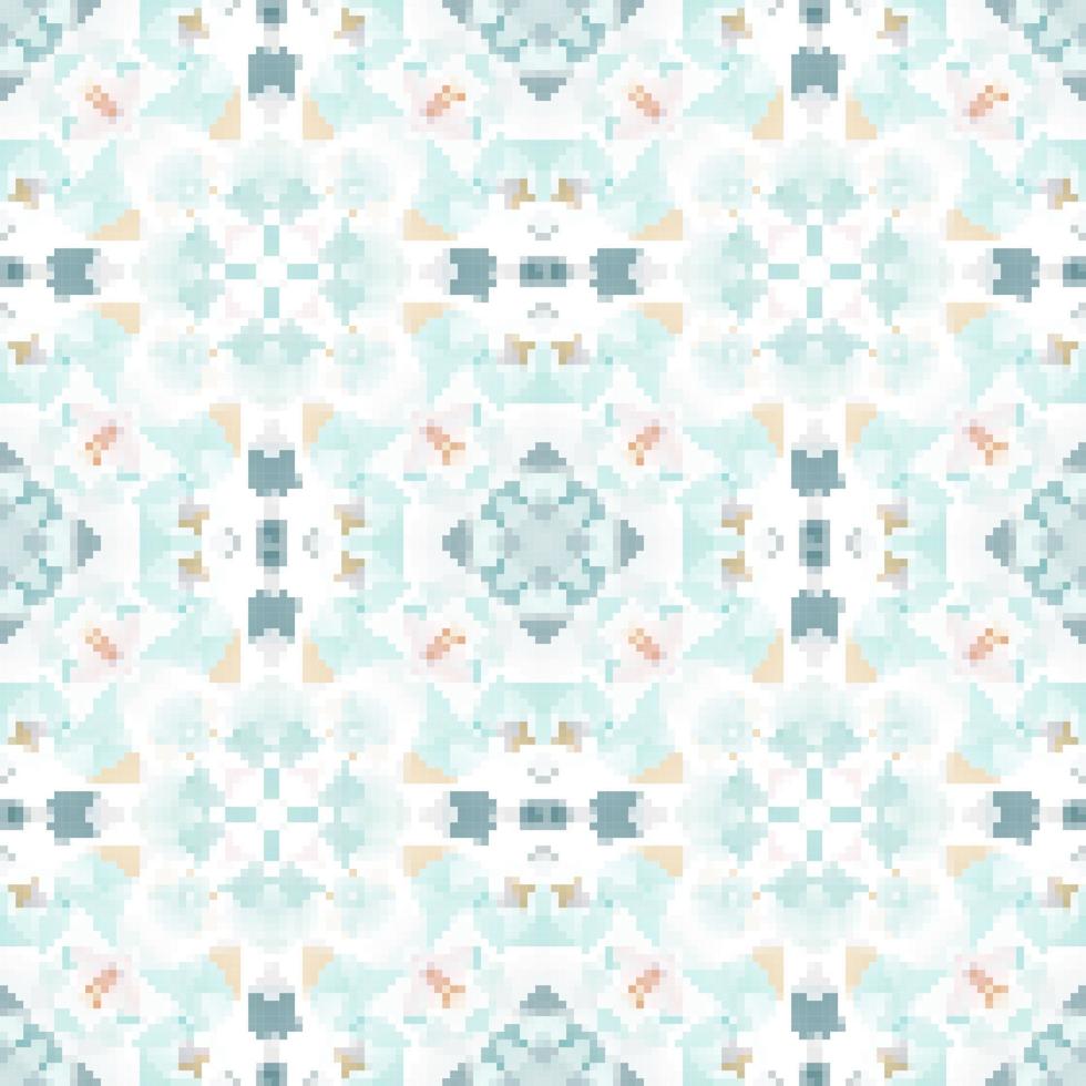 Pixel mosaic seamless pattern design, Repeat textile design. Fabric print vector