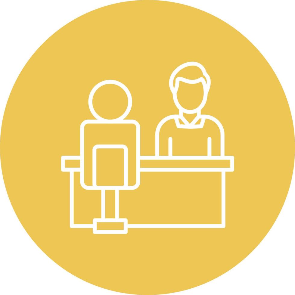 In Person Interview Line Circle Background Icon vector
