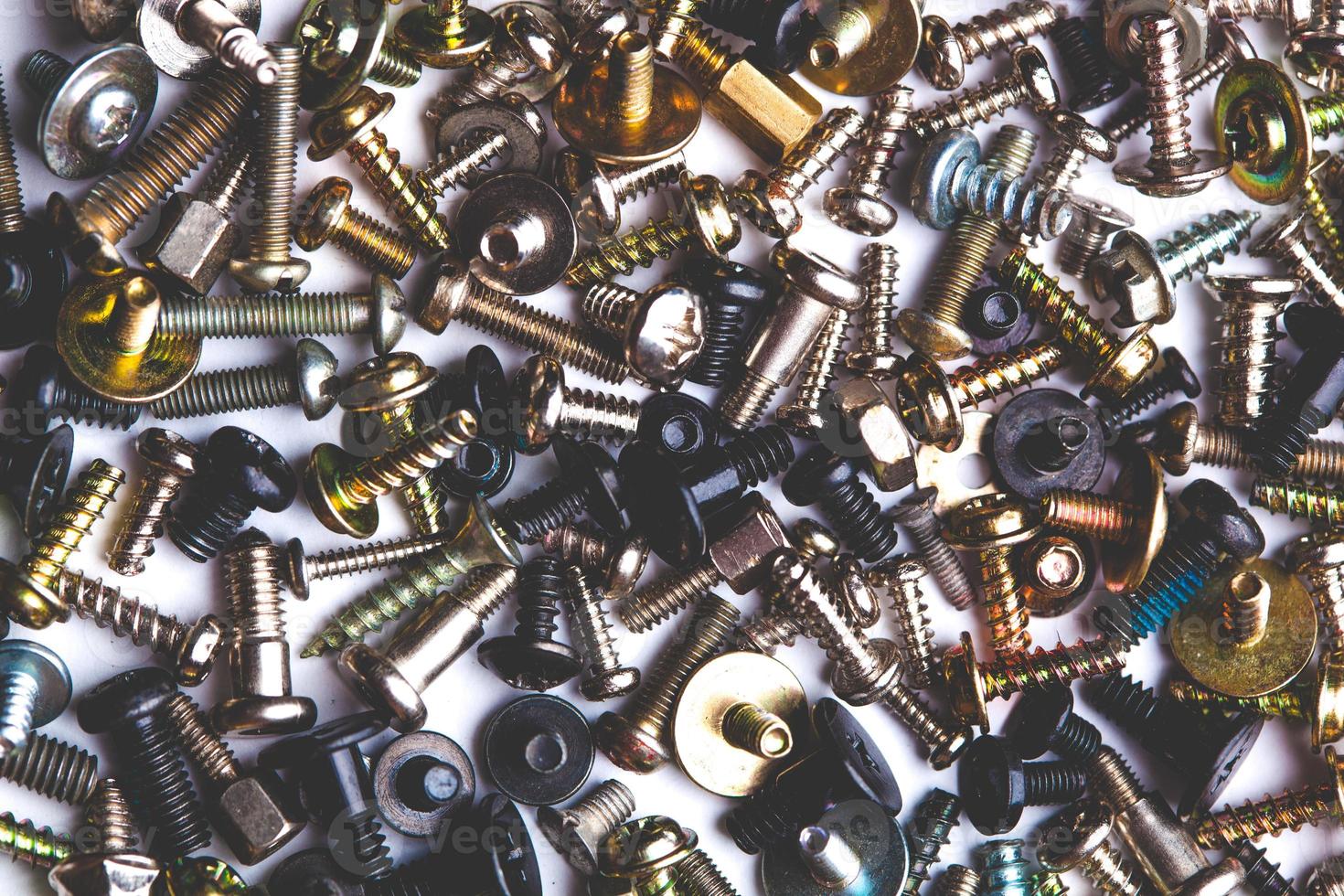 close up assortment many different bolts and screws photo