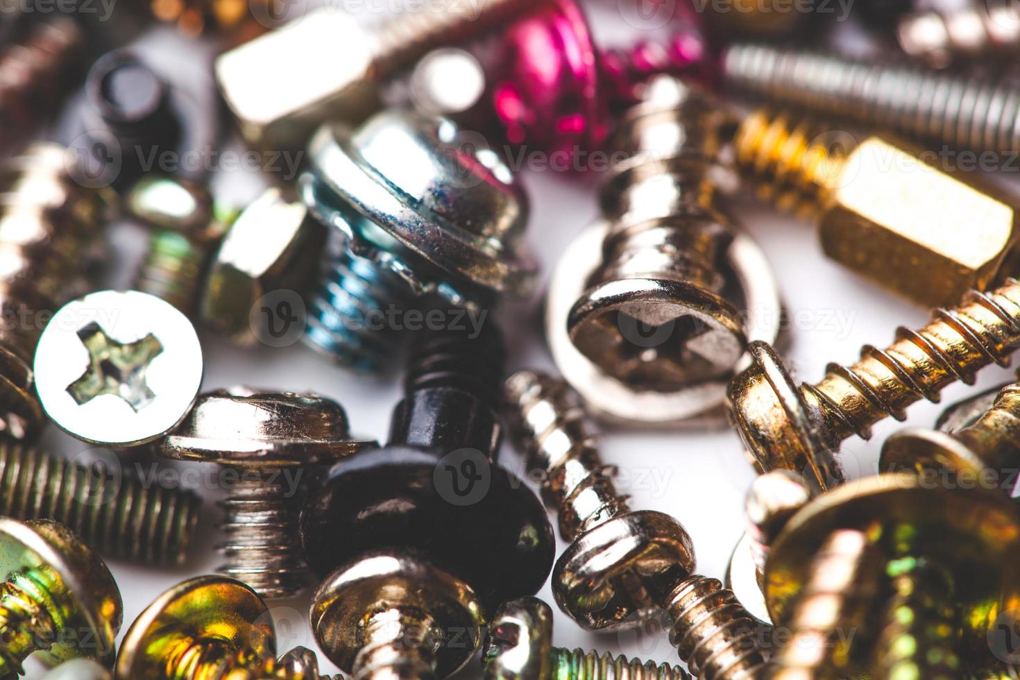 close up assortment many different bolts and screws photo