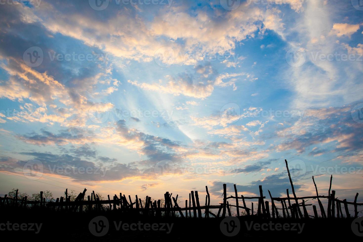 beautiful blue sky with clouds at sunset photo