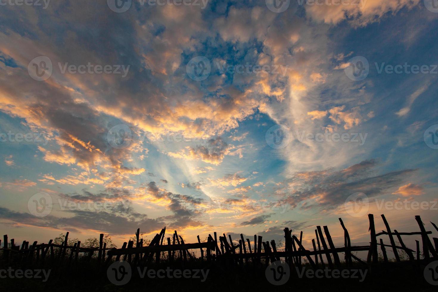 beautiful blue sky with clouds at sunset photo