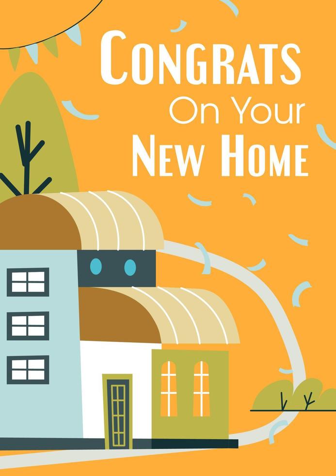 Congrats on your new home, greeting card vector