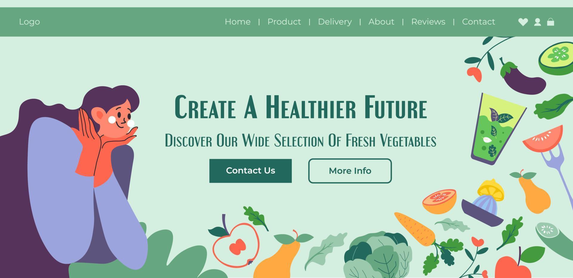 crear un futuro más saludable, comprar verduras frescas vector