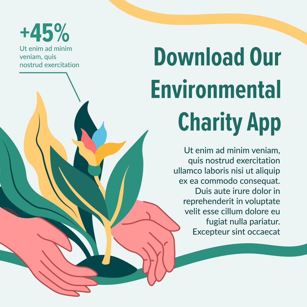 Environmental charity application, download now vector