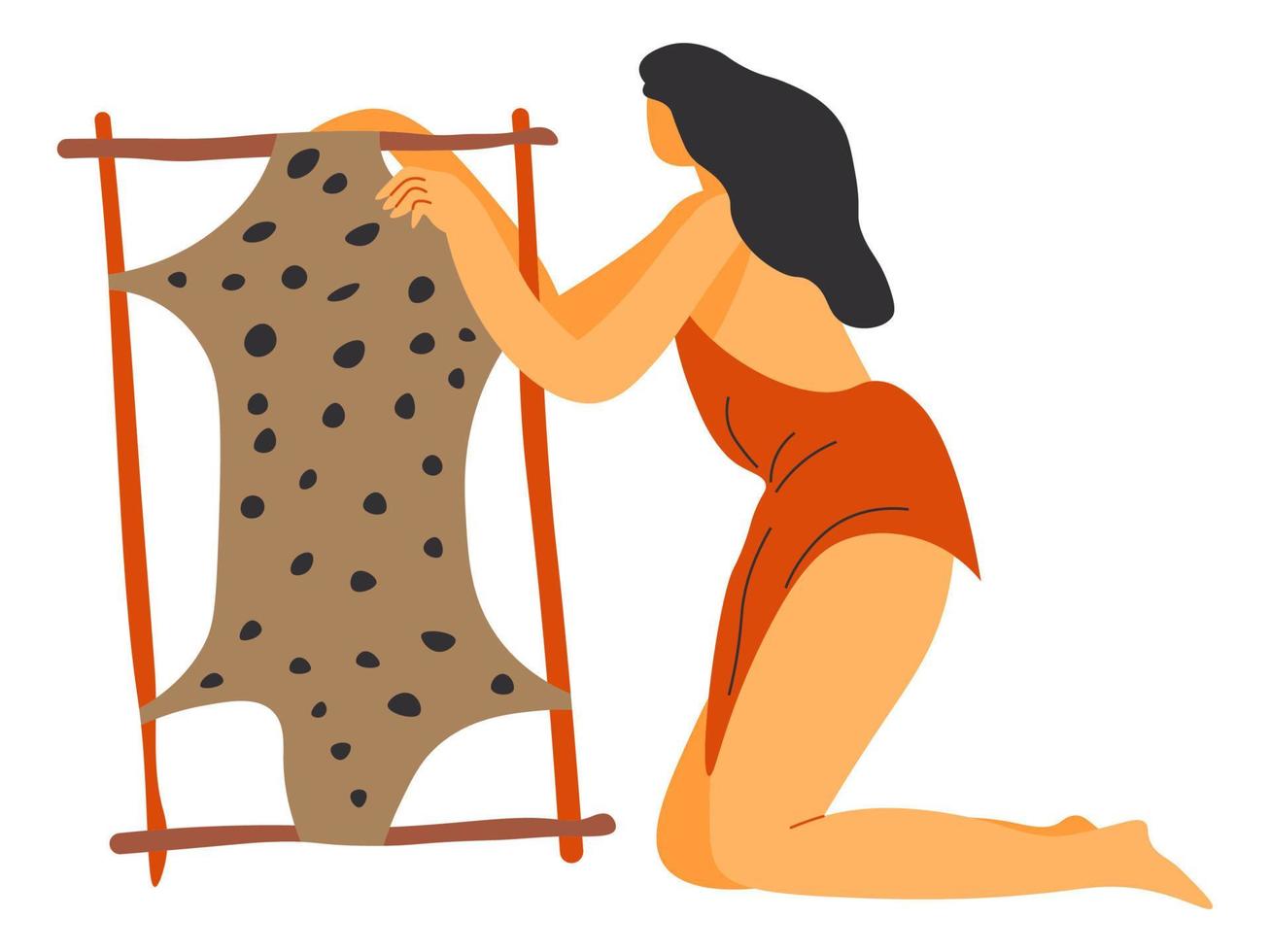 Primitive culture, making clothes out of leather vector