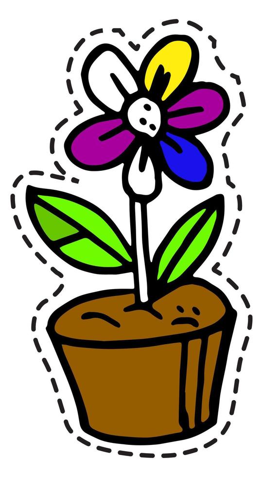 Blooming flower in pot, blossom and flourishing vector