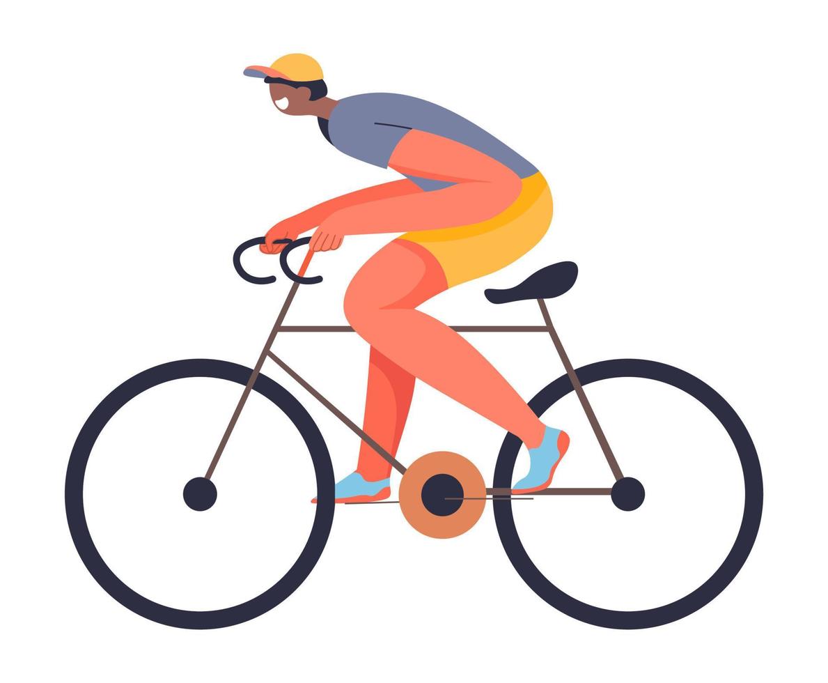 personaje masculino montando bicicleta, ciclista deportista. vector