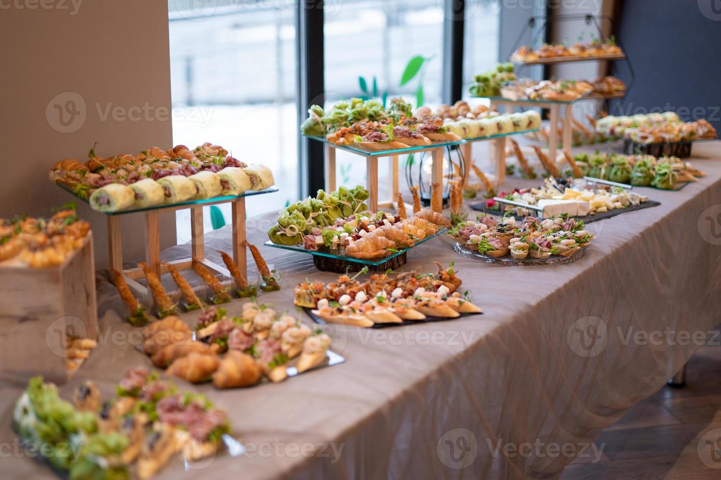 delicious holiday snacks on the table, the food is gourmet photo