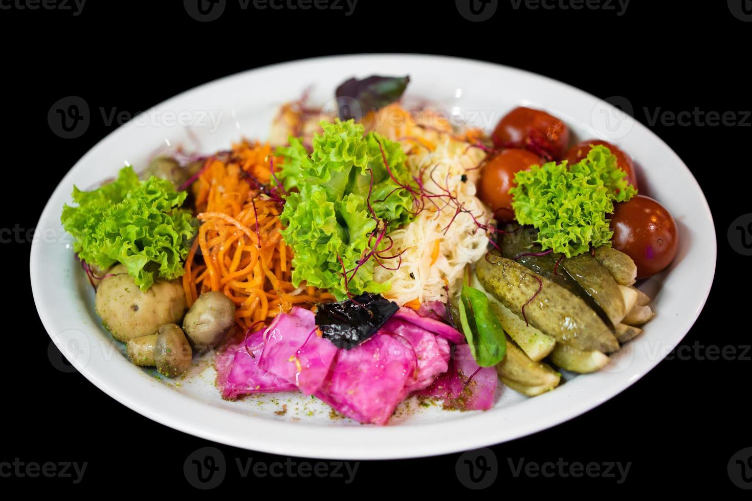 close up of a good serving of delicious salad from the chef in a restaurant photo