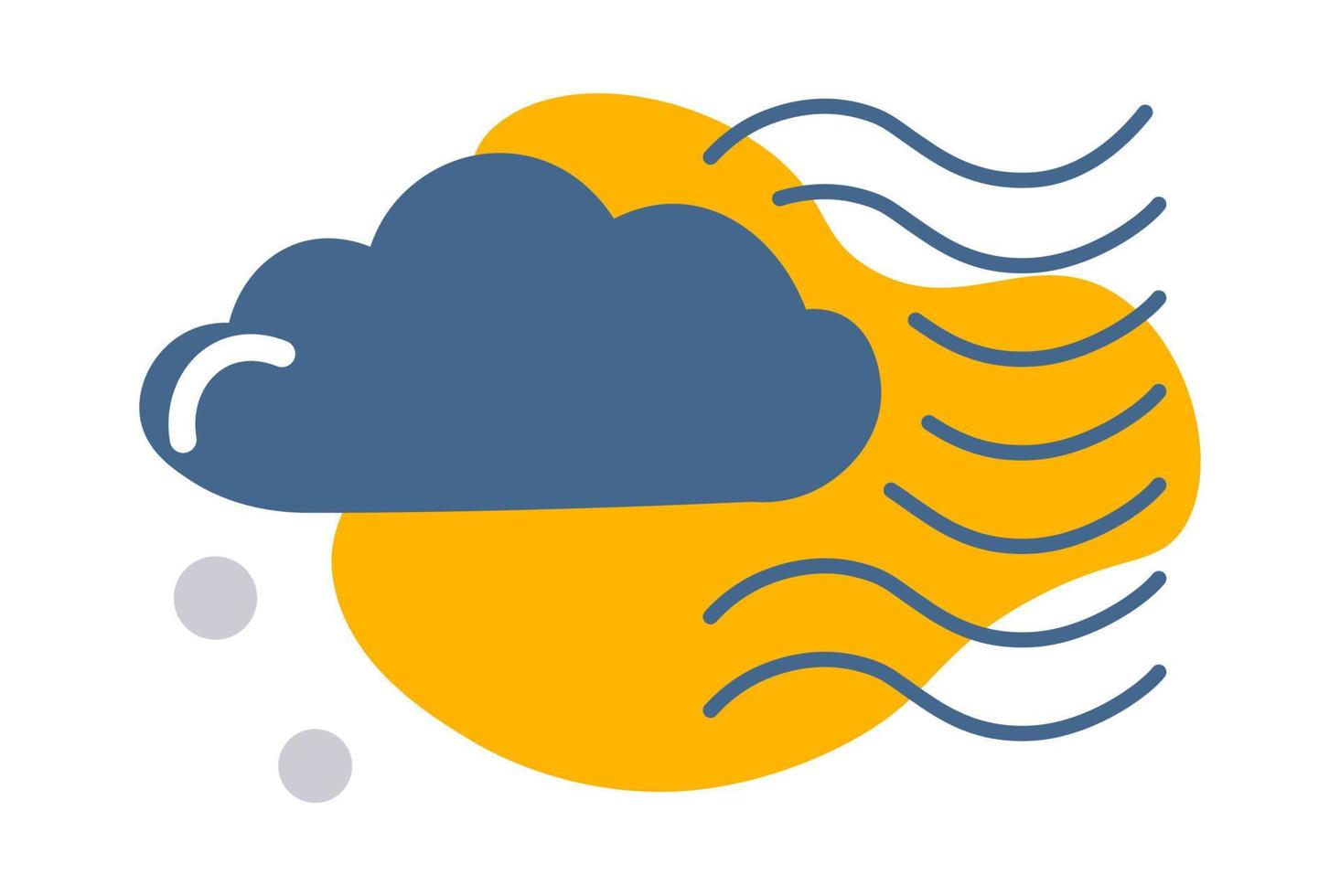 condiciones climáticas ventosas, icono de pronóstico con sol vector