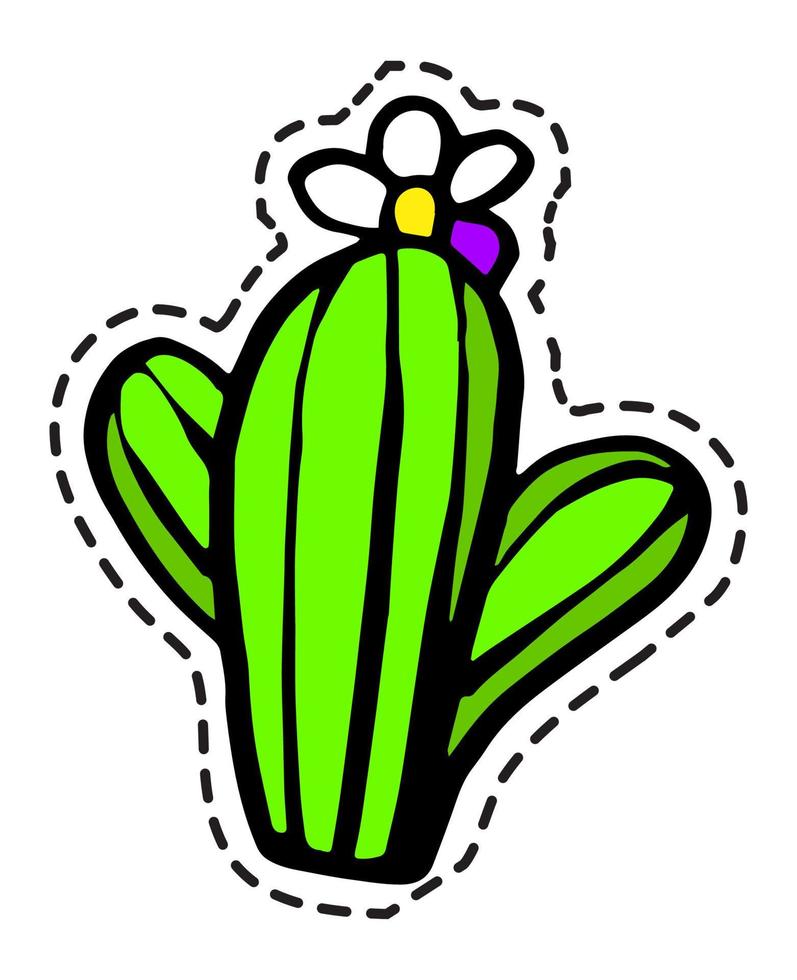 Cactus with flower in blossom, sticker vector