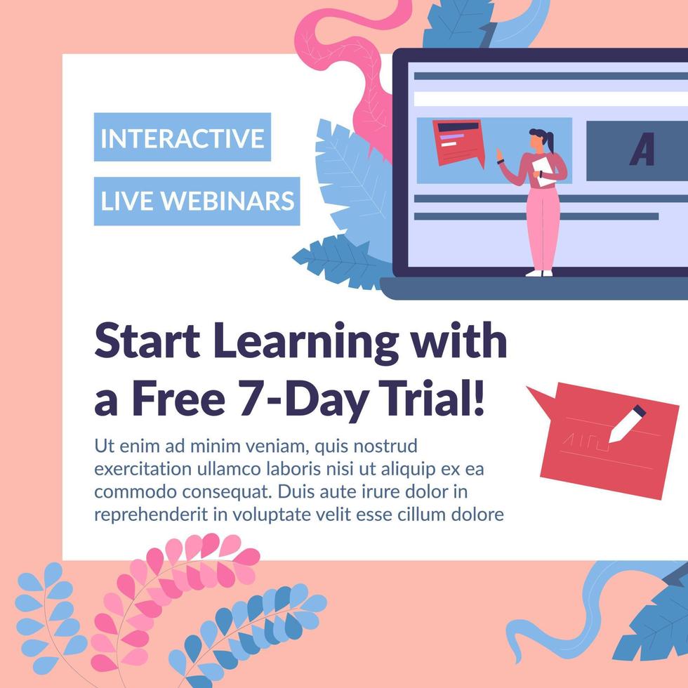 Start learning with free seven days trial online vector