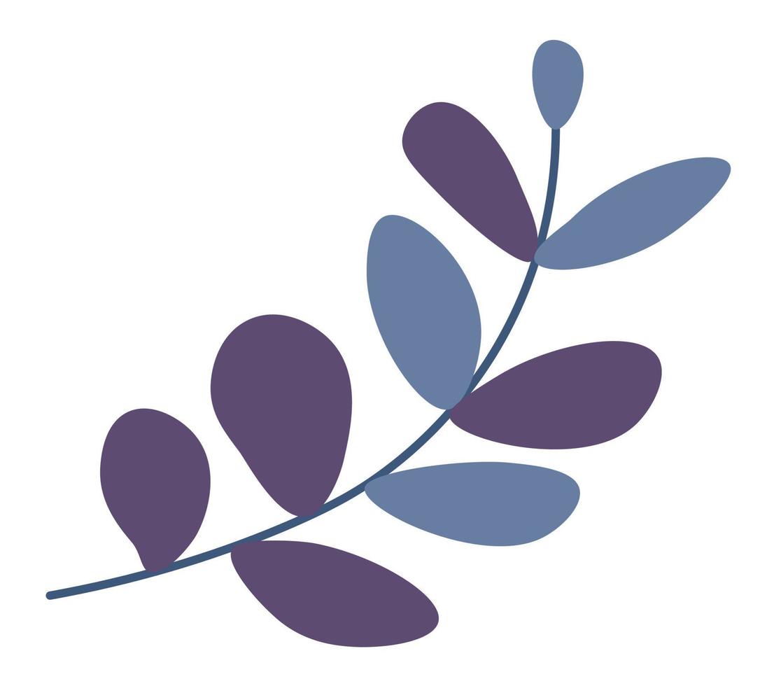 Flower branch with leaves, exotic foliage decor vector