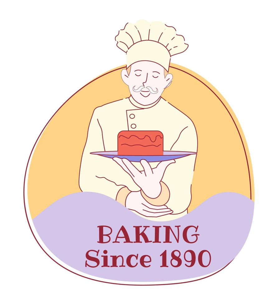 emblema de panadería, horneado desde 1890 etiqueta para pastelería vector