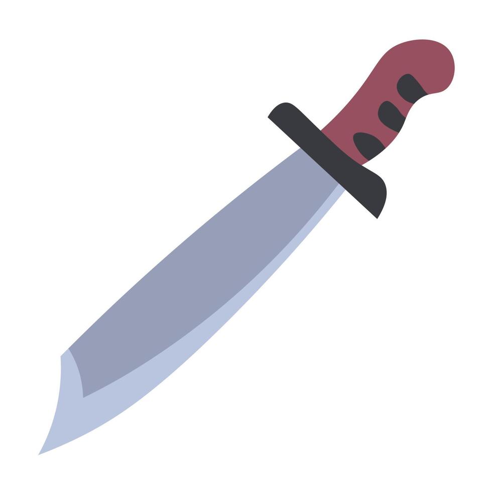 Old sword or long sharp knife, weapon for fight vector