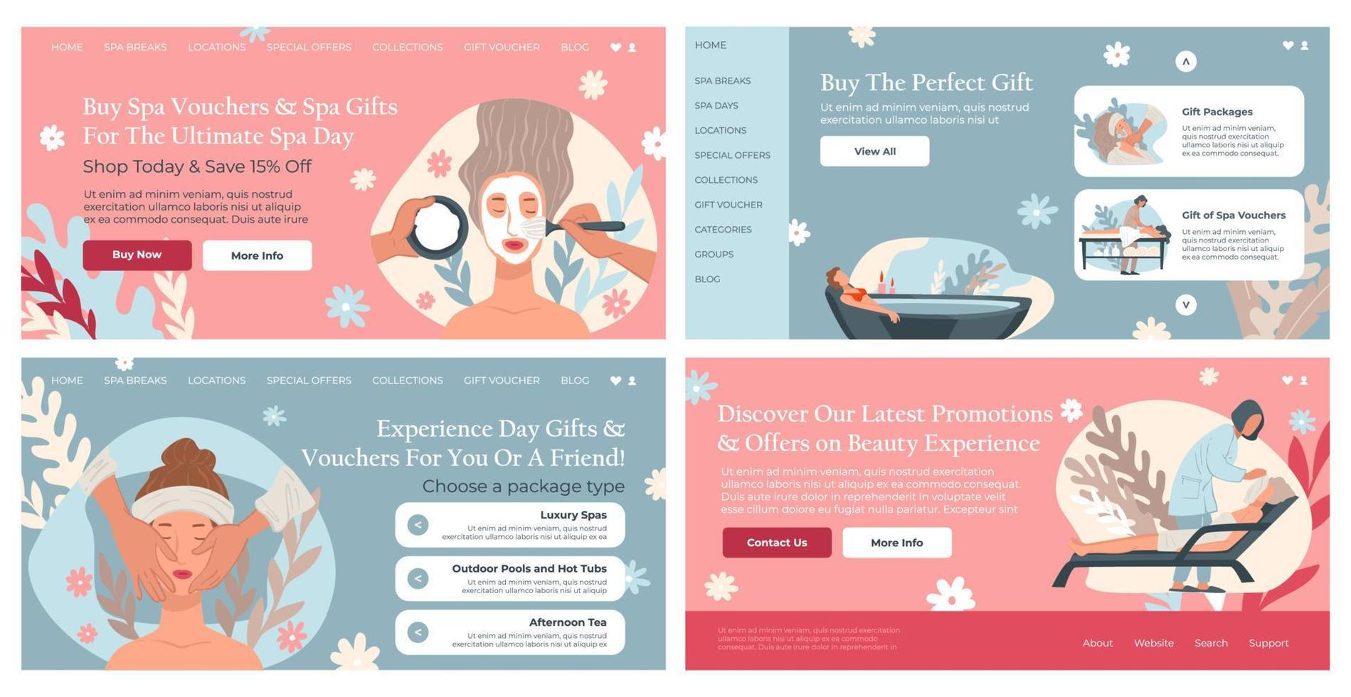 Buy spa voucher for gift, web banner set with offer vector