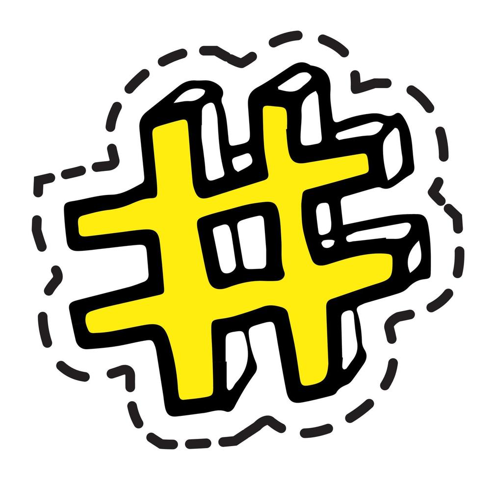 Hashtag sticker or icon social media communication vector