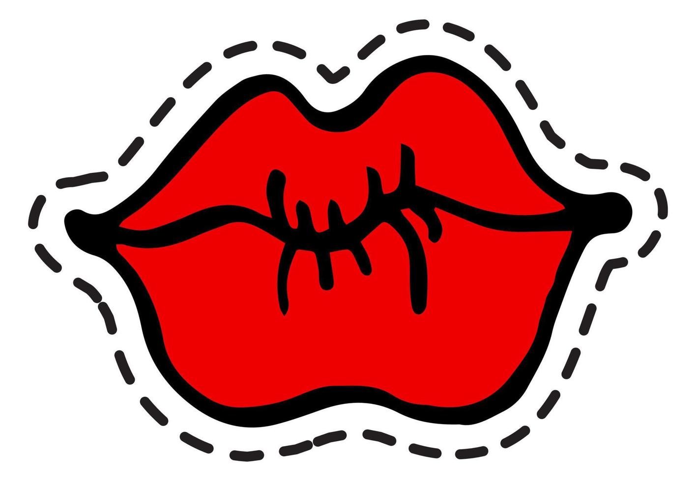 Kissing lips, romantic feelings sticker or icon vector