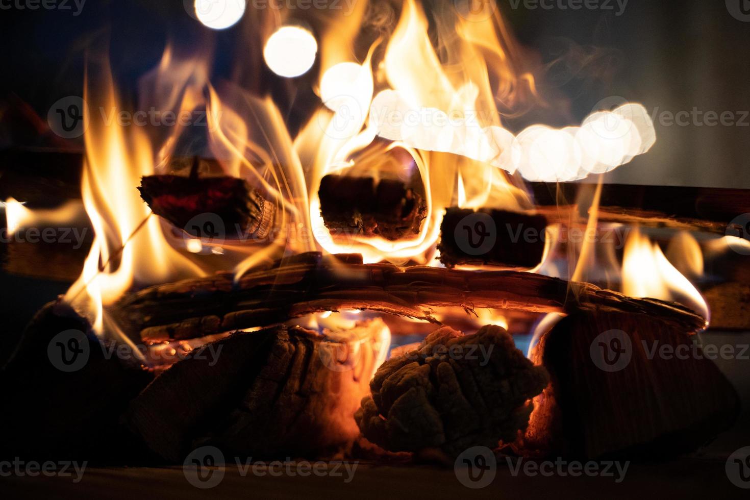 burning fire with beautiful bokeh in the background photo