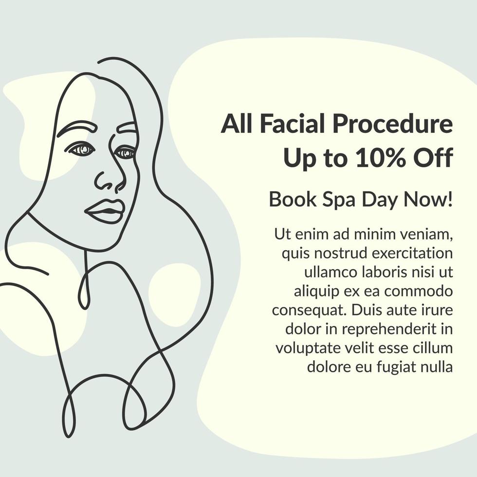 todos los procedimientos faciales hasta un 10 por ciento de descuento en el precio vector