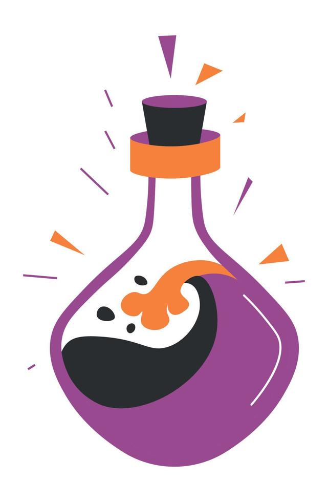 Magic potion in bottle, spell recipe witchcraft vector