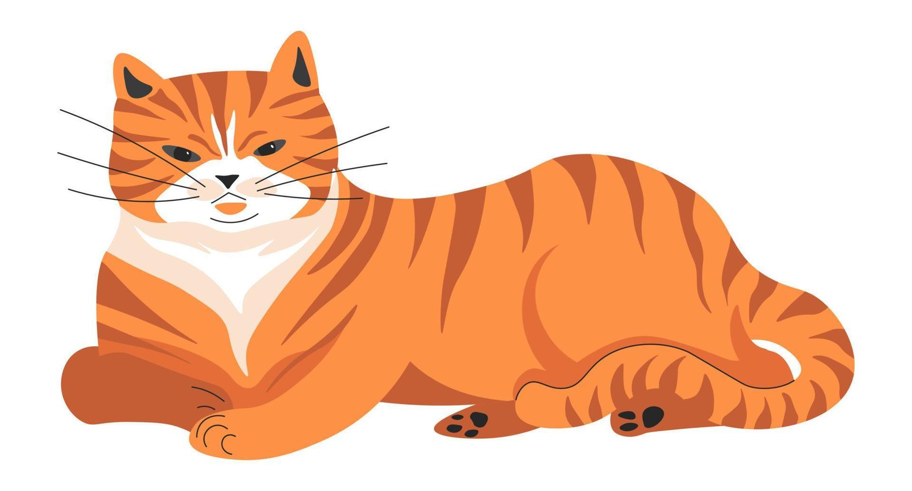 Meowing ginger cat, purring feline animal pet vector