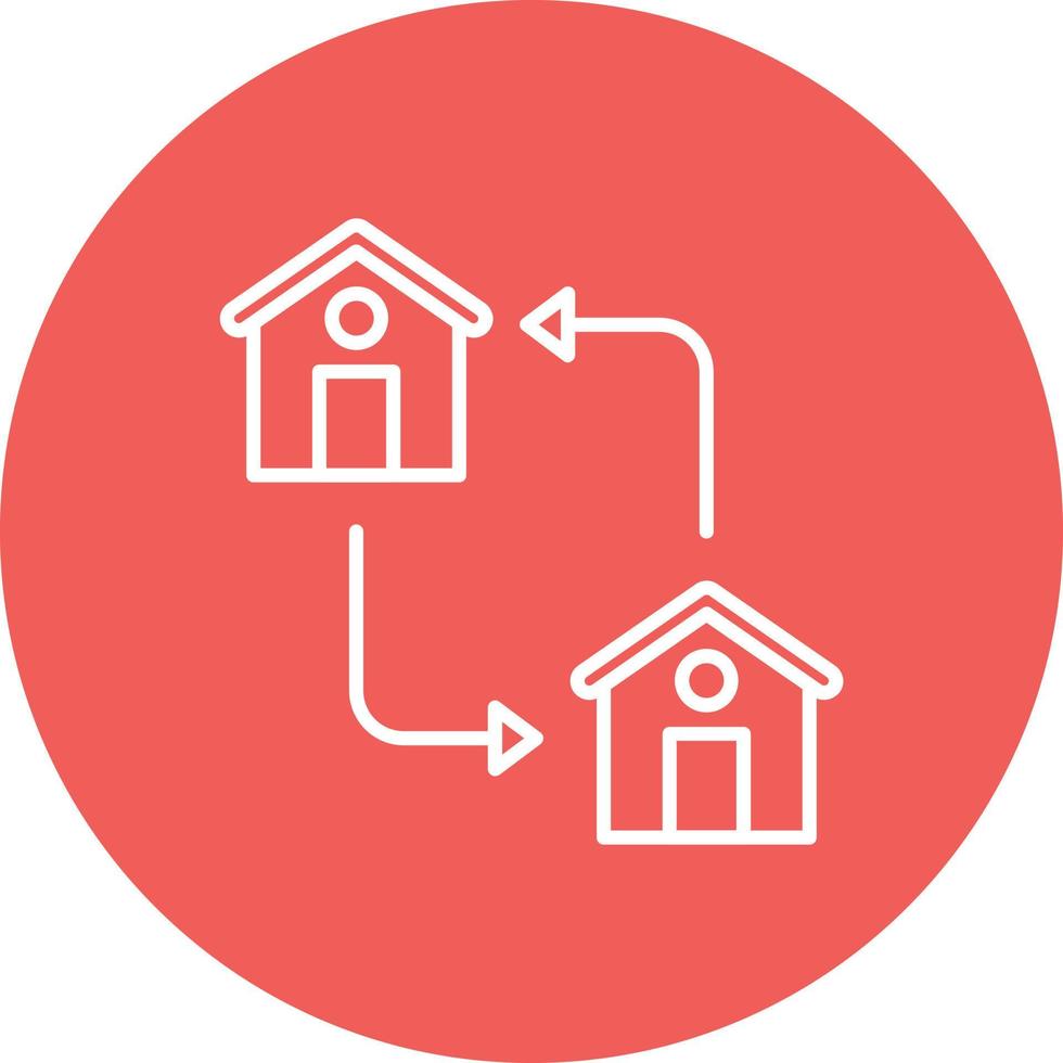 House Exchange Line Circle Background Icon vector