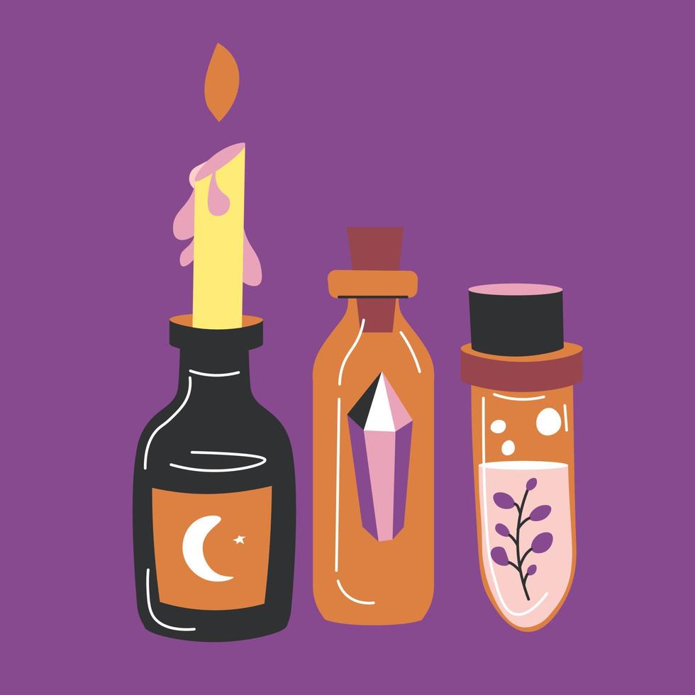 Magic ingredients for spells and witchcraft vector