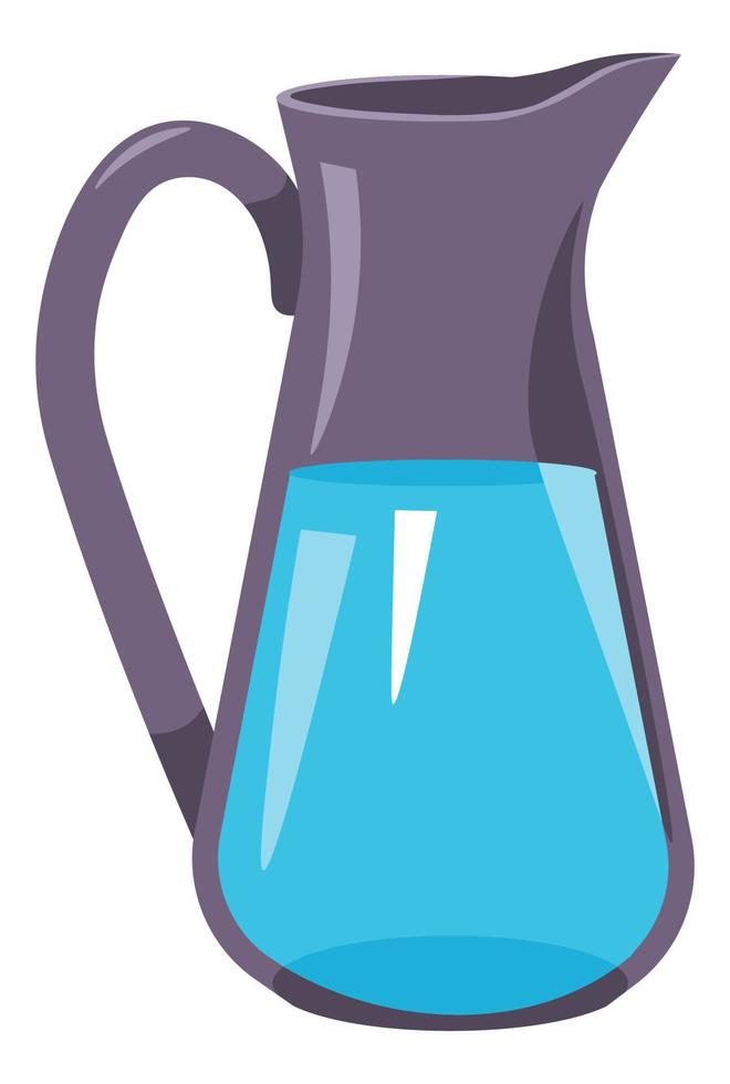 Jug filled with water, kitchenware and dishware vector