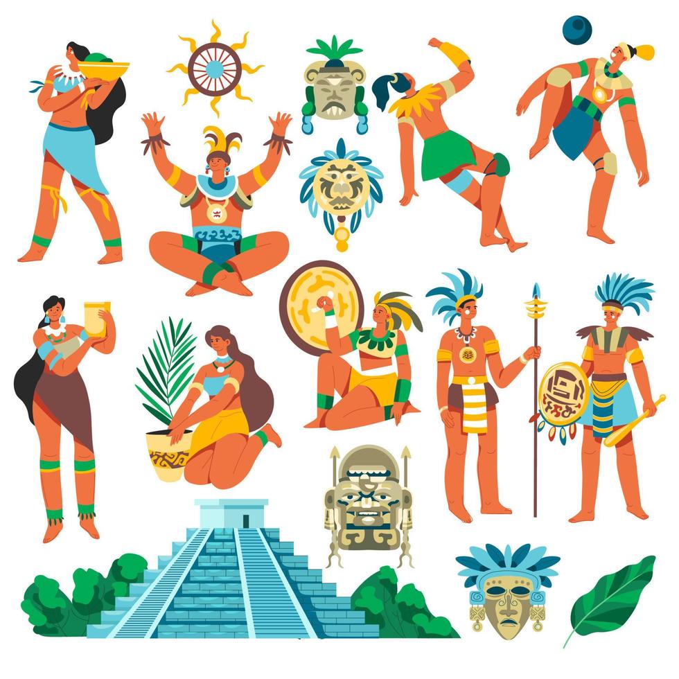 Mayan civilization, people and totems, citadel 17622621 Vector Art at ...