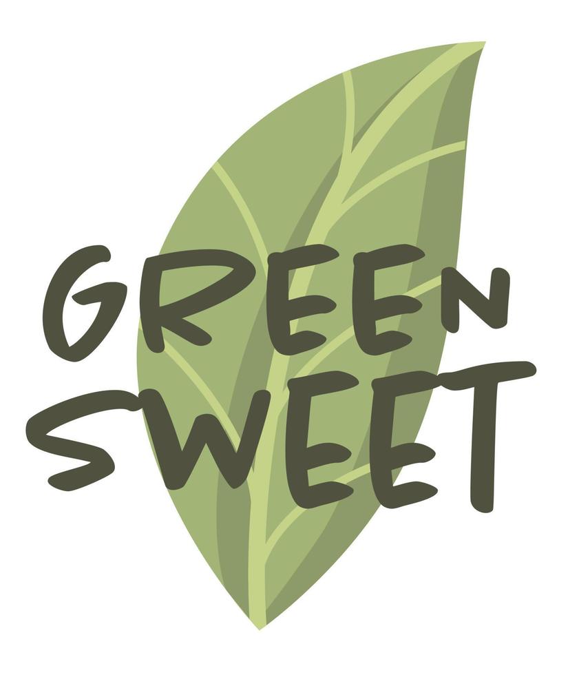 Green sweet stevia leaf, organic sweetener logo vector