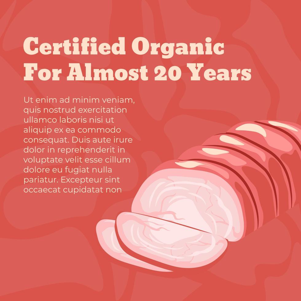 Certified organic meat for almost twenty years vector
