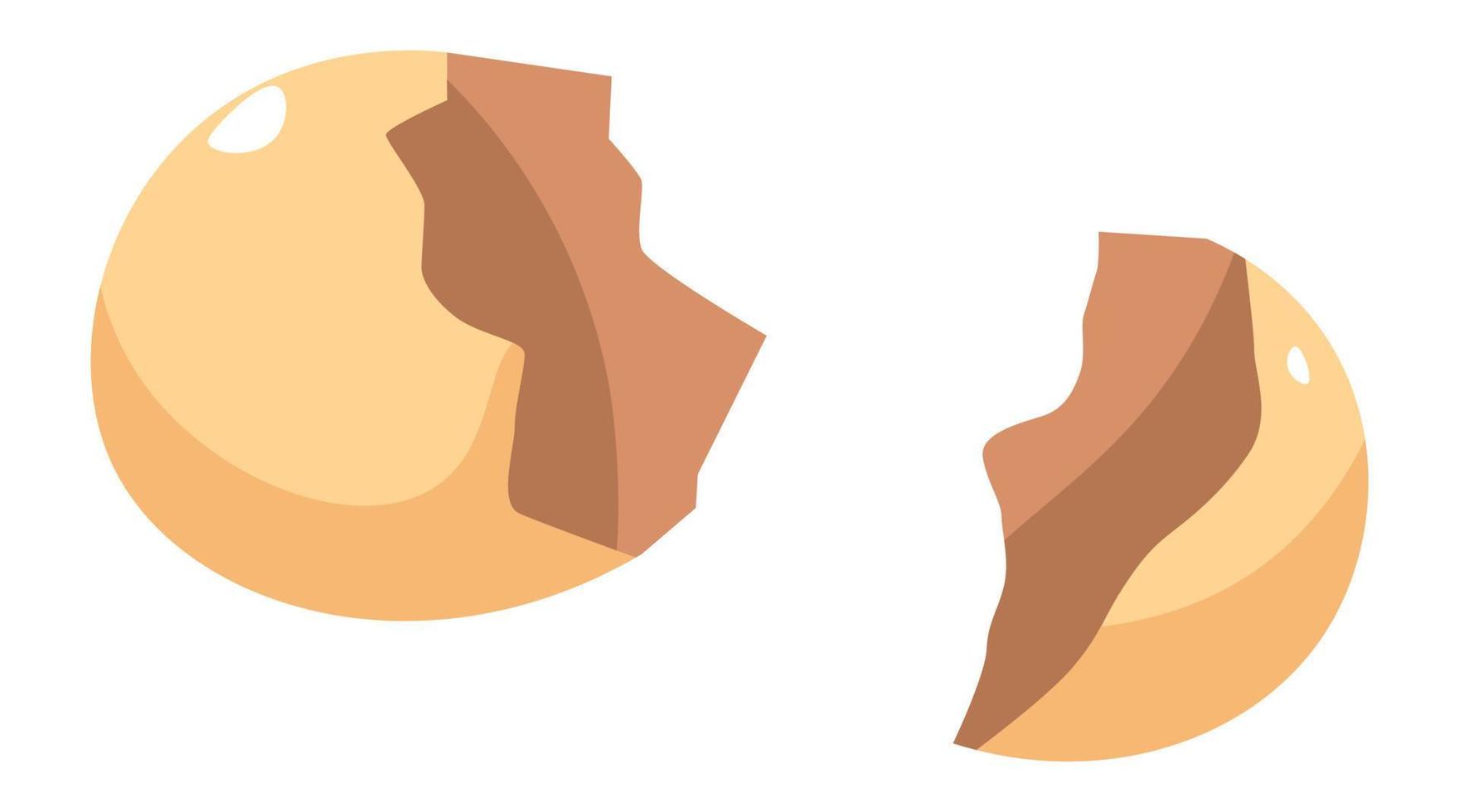 Broken egg, eggshell empty inside, vector icon