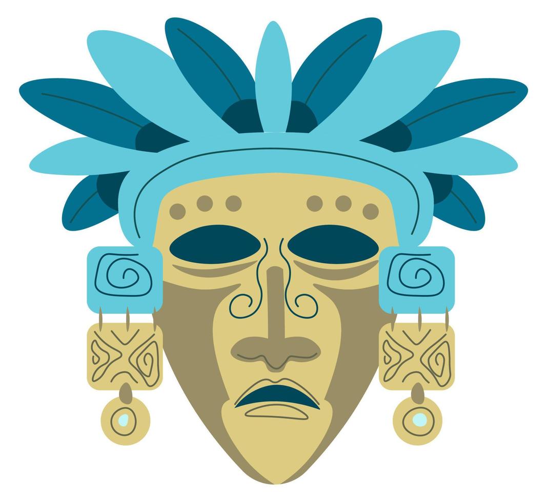 Ancient mask, totem or idol tiki or polynesia vector